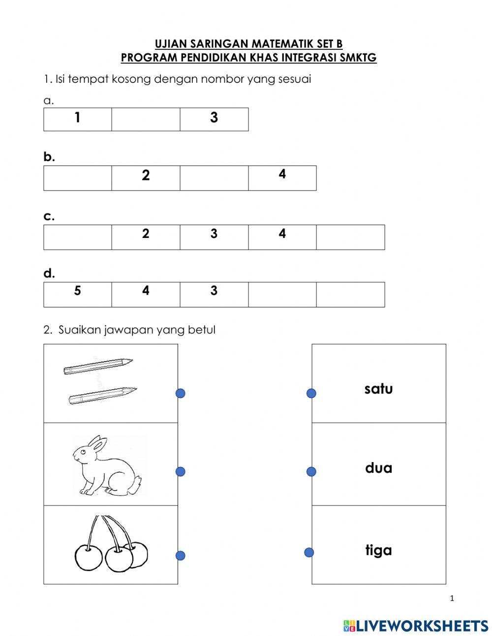Ujian saringan matematik set b smktg