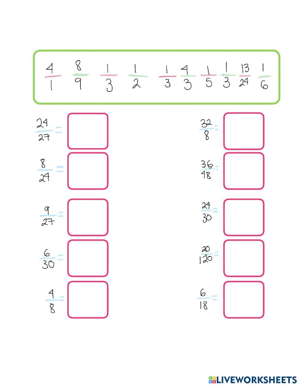 Simplificacion de fracciones
