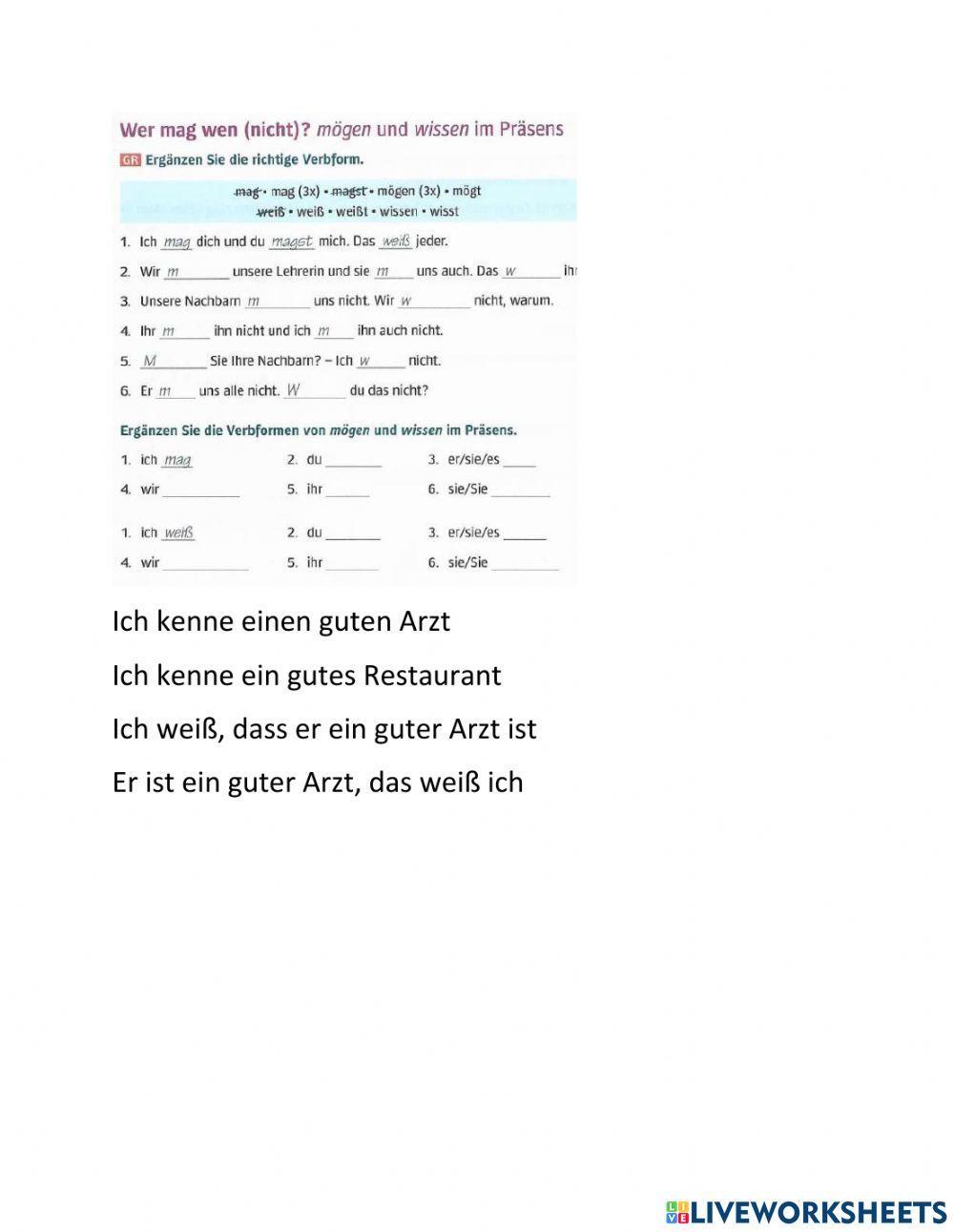 Wiederholung Verbergänzung