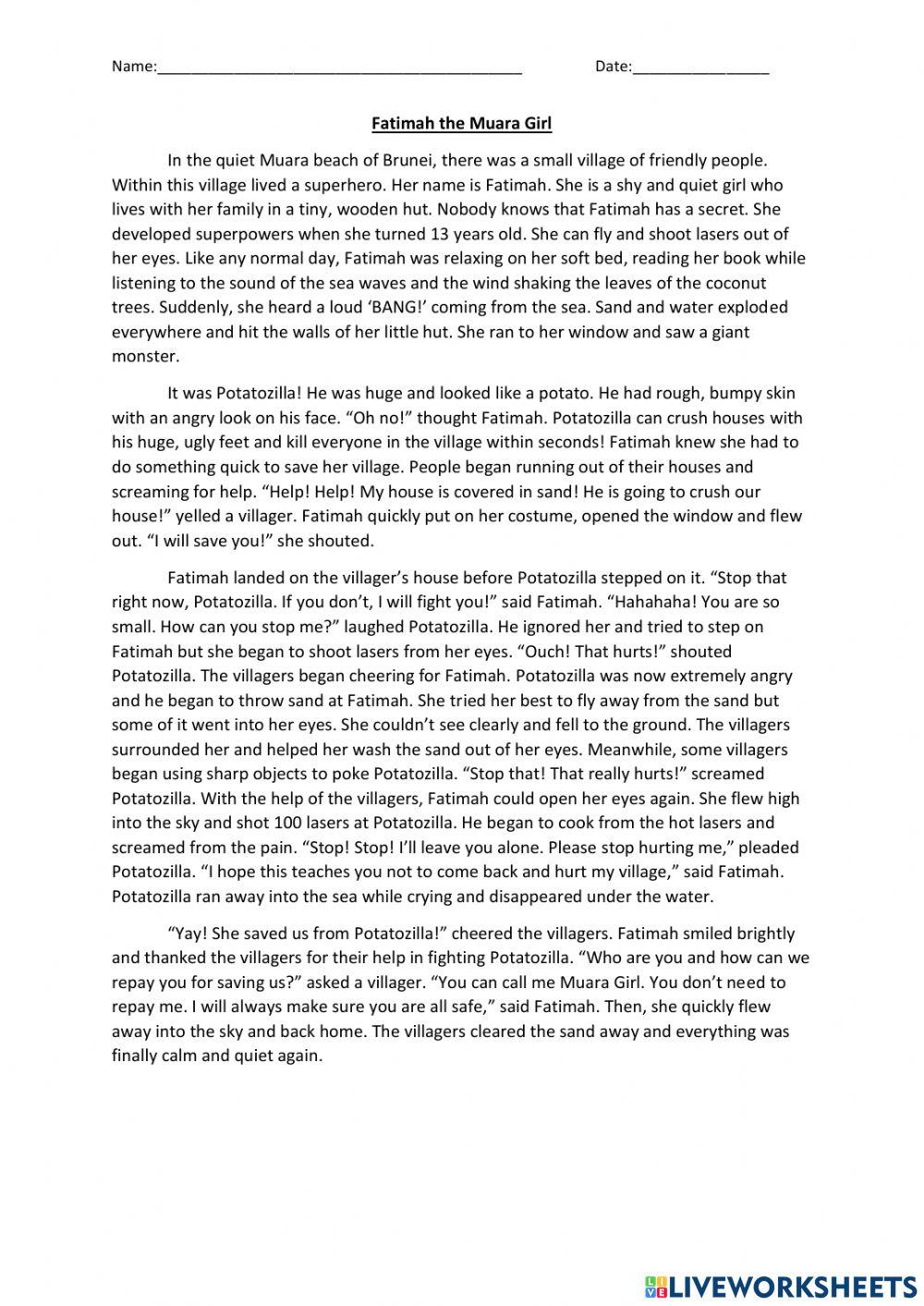 Reading Comprehension Superhero