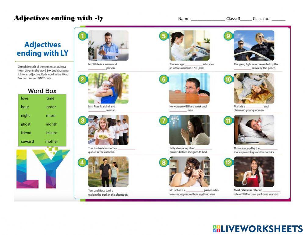 Adjectives ending in -ly