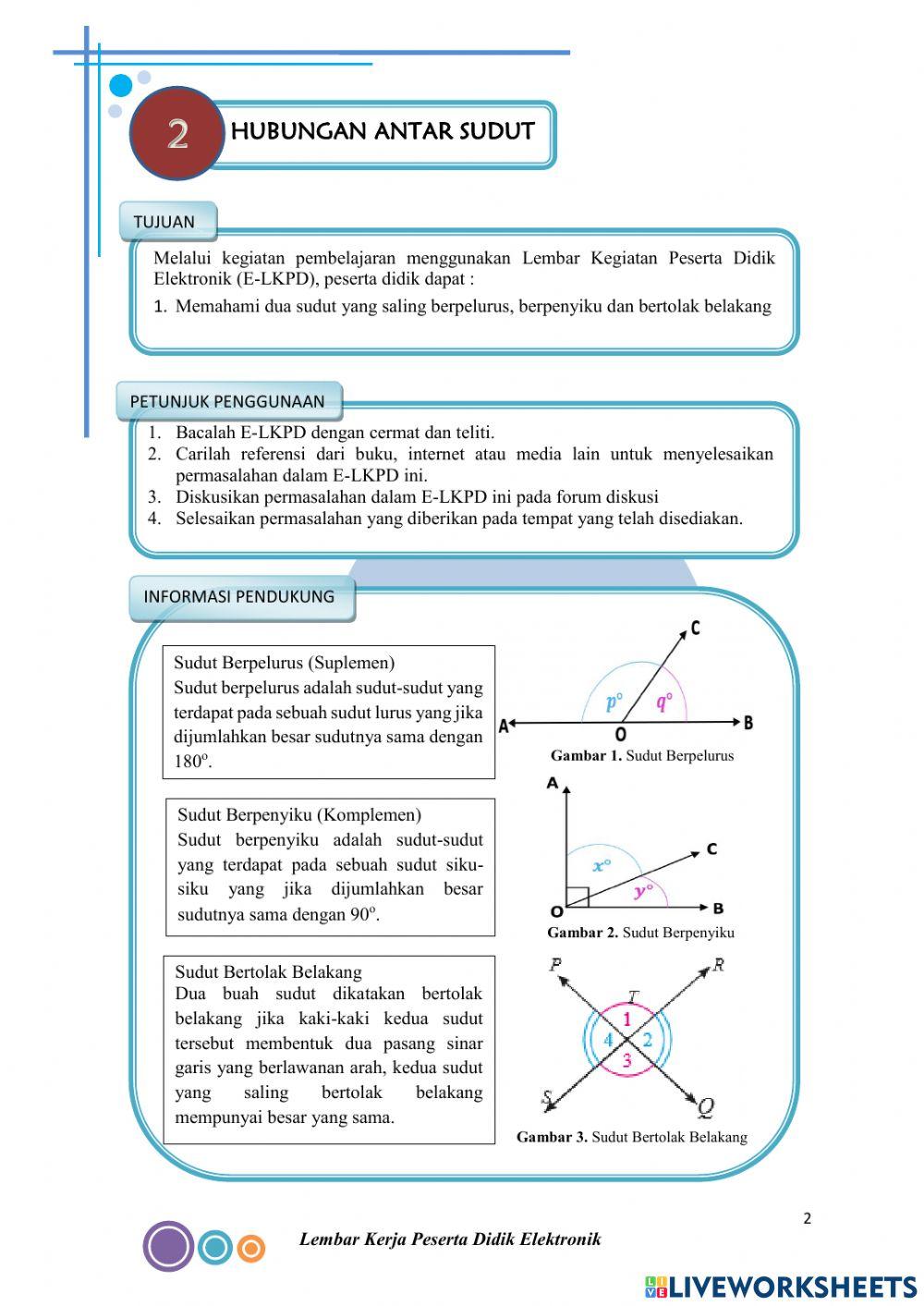 E-LKPD Problem Based Learning 2 Hubungan Antar Sudut