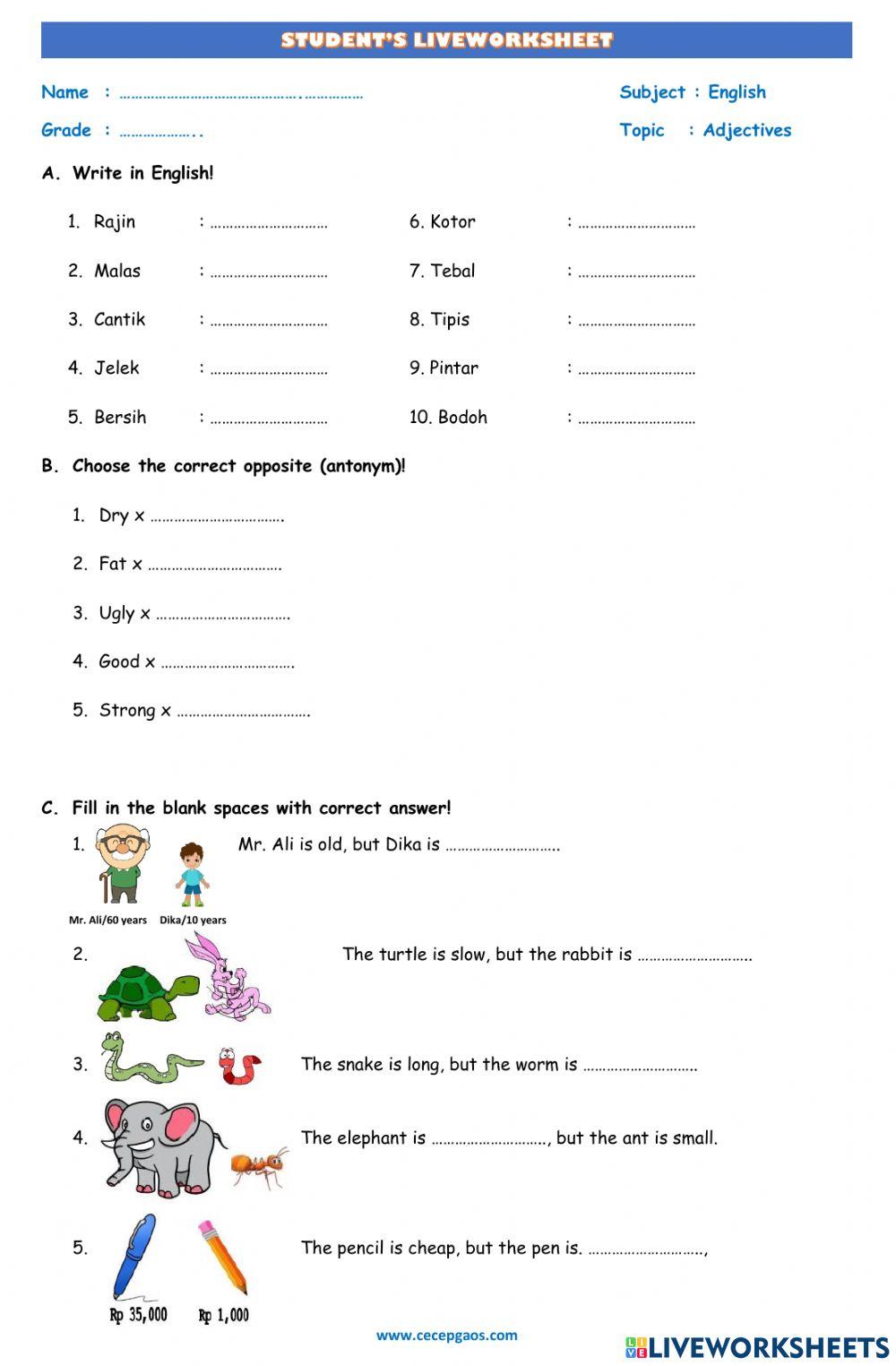 LKPD Interaktif Bahasa Inggris Tentang Adjectives LKPD Interaktif Bahasa Inggris Tentang Adjectives