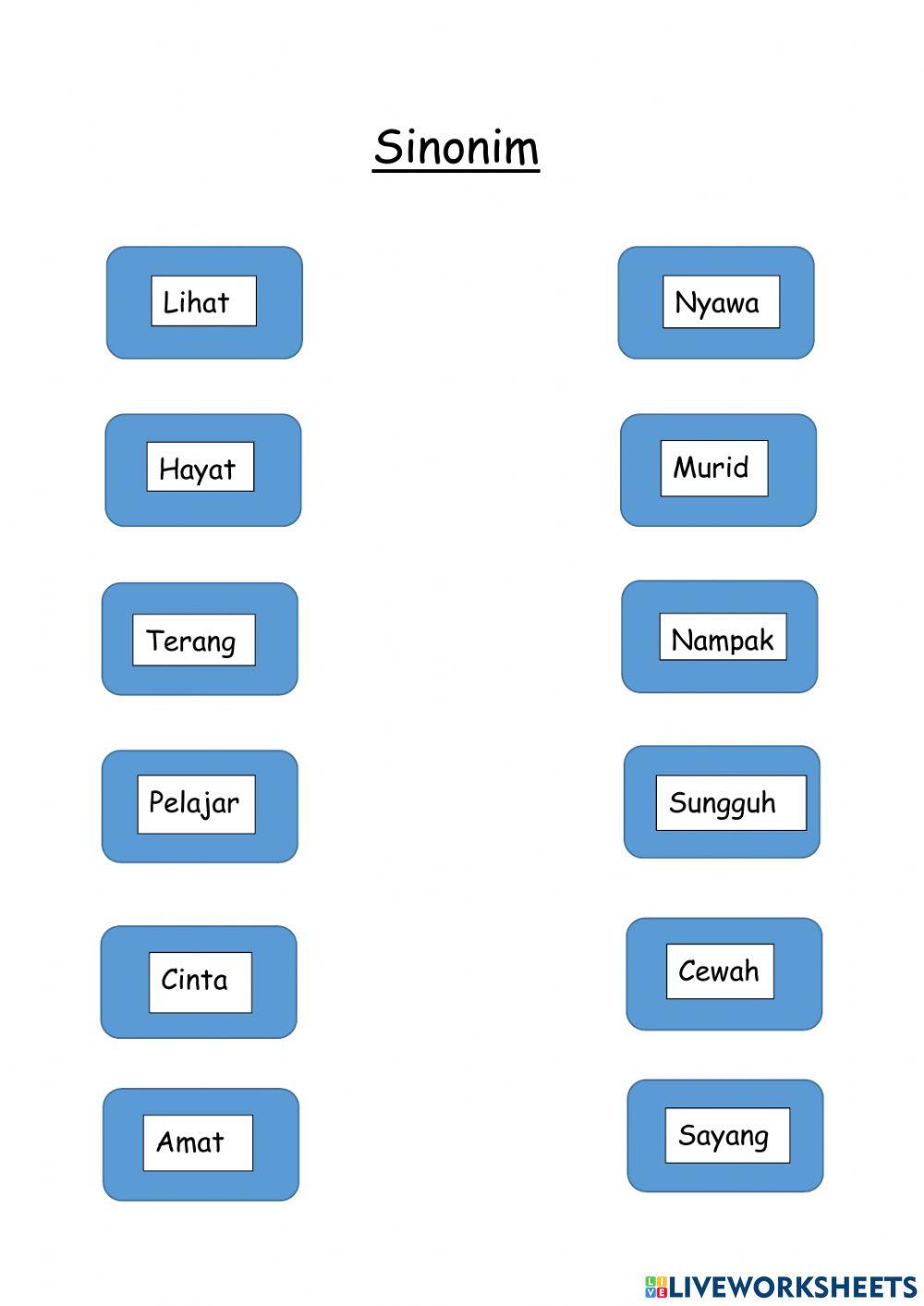 Sinonim free online activity Live Worksheets