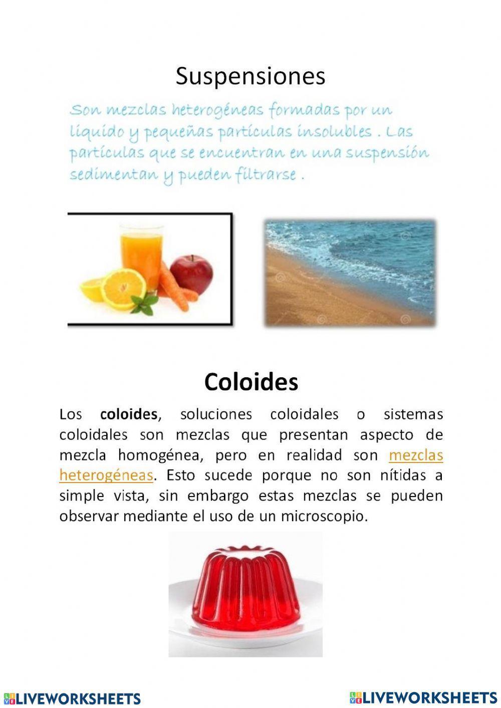 Disoluciones, suspensiones o coloides