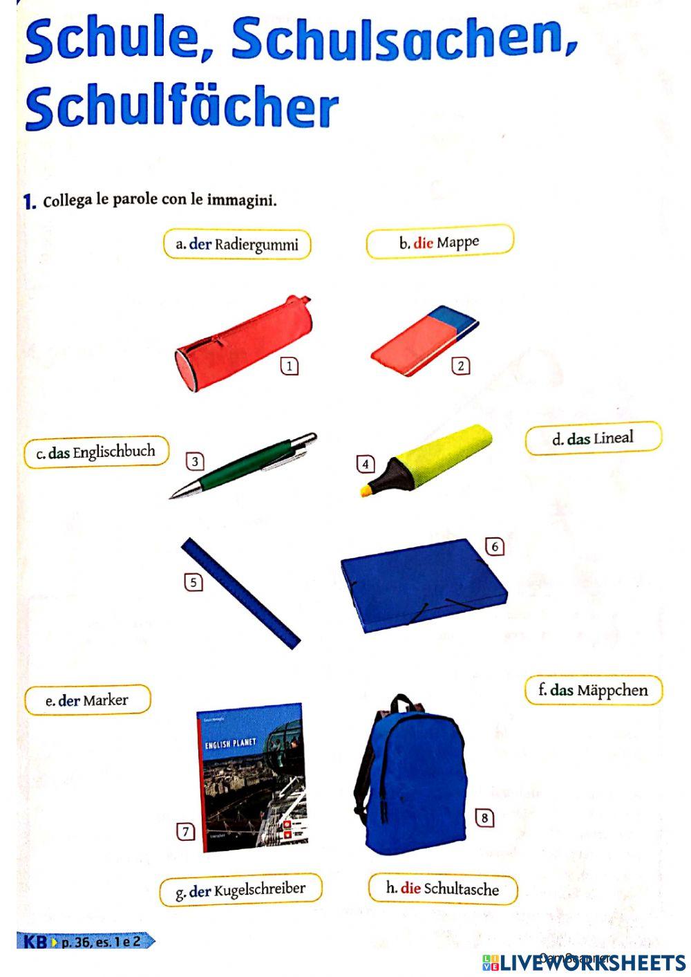 Schule, schulsachen, schulfachen