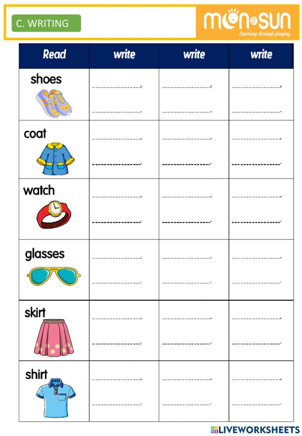 Clothes 2 pre-Starters