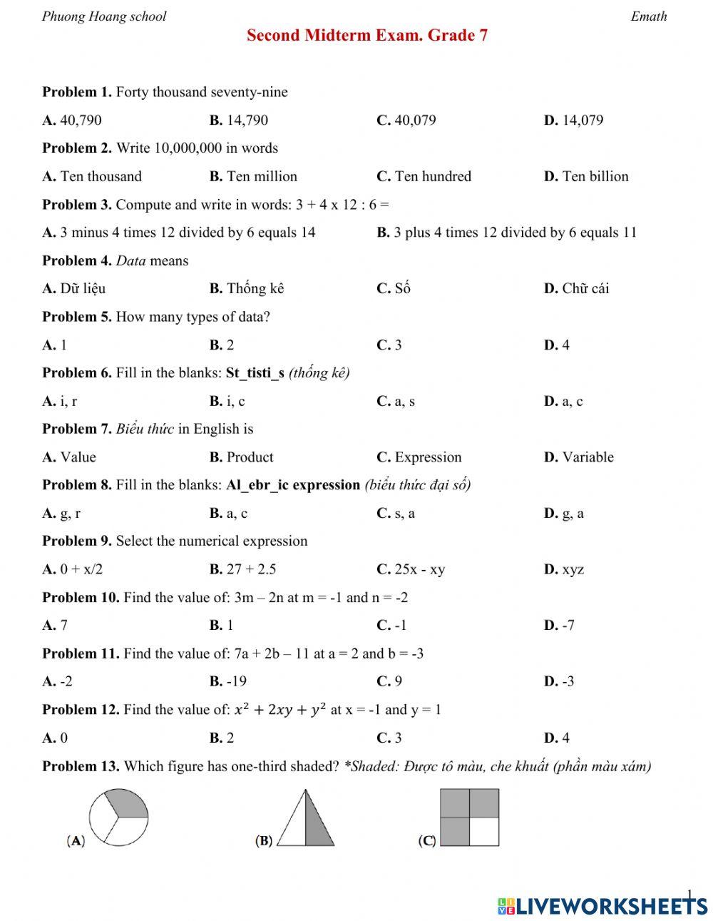 Thi bổ sung lớp 7