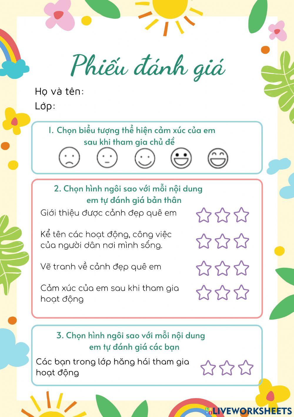 Phiếu đánh giá - HĐTN