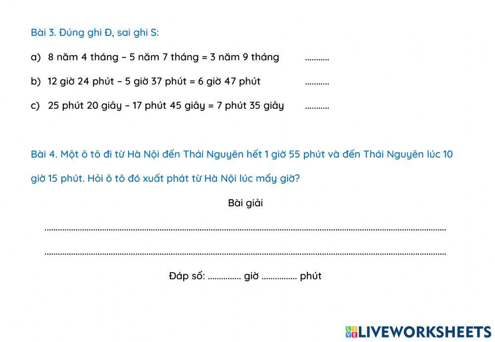 Phiếu bải tập bổ sung