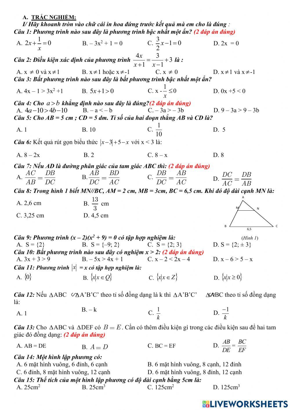 Đề thi HK2 Toán 8 (17-18)