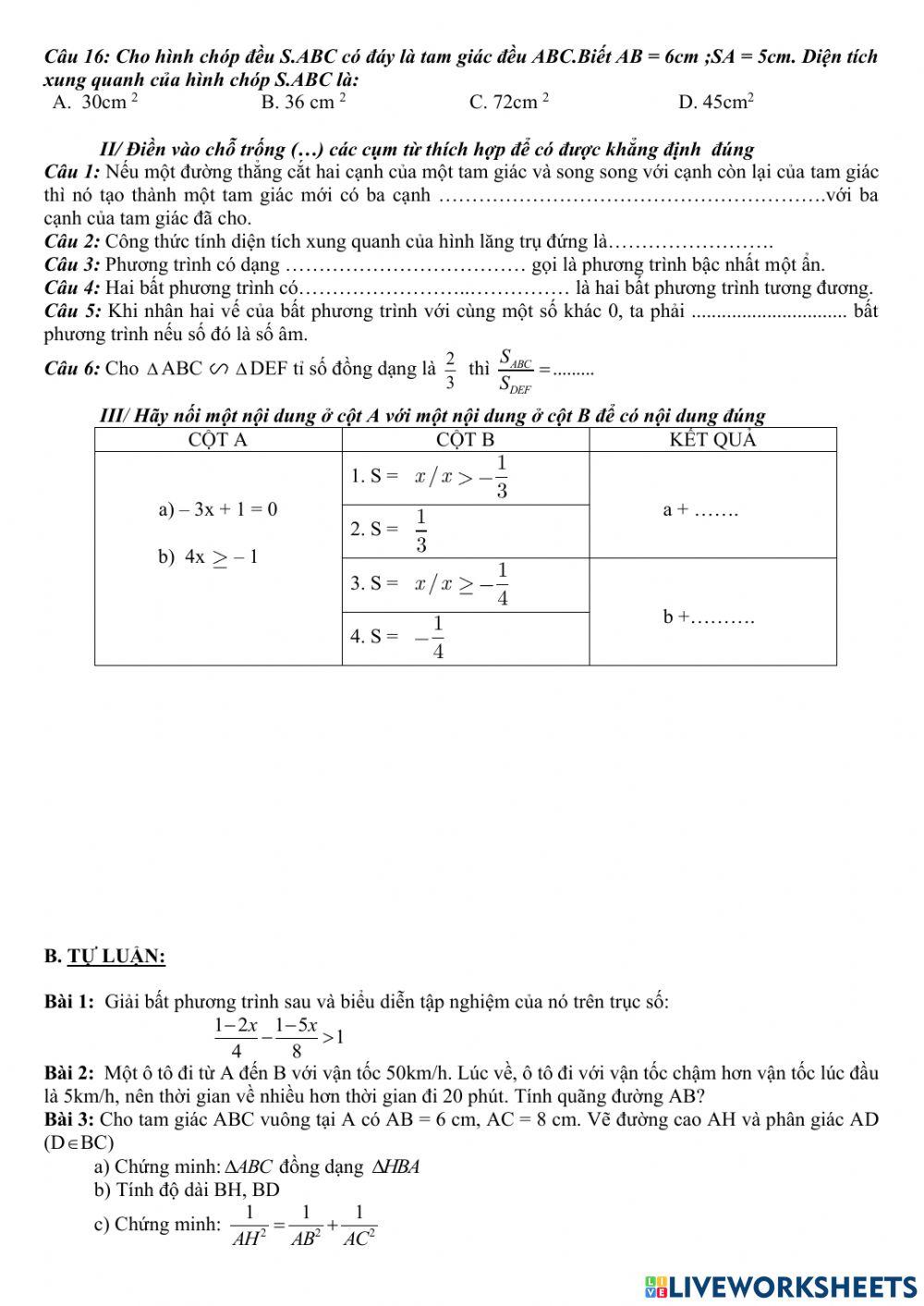 Đề thi HK2 Toán 8 (17-18)