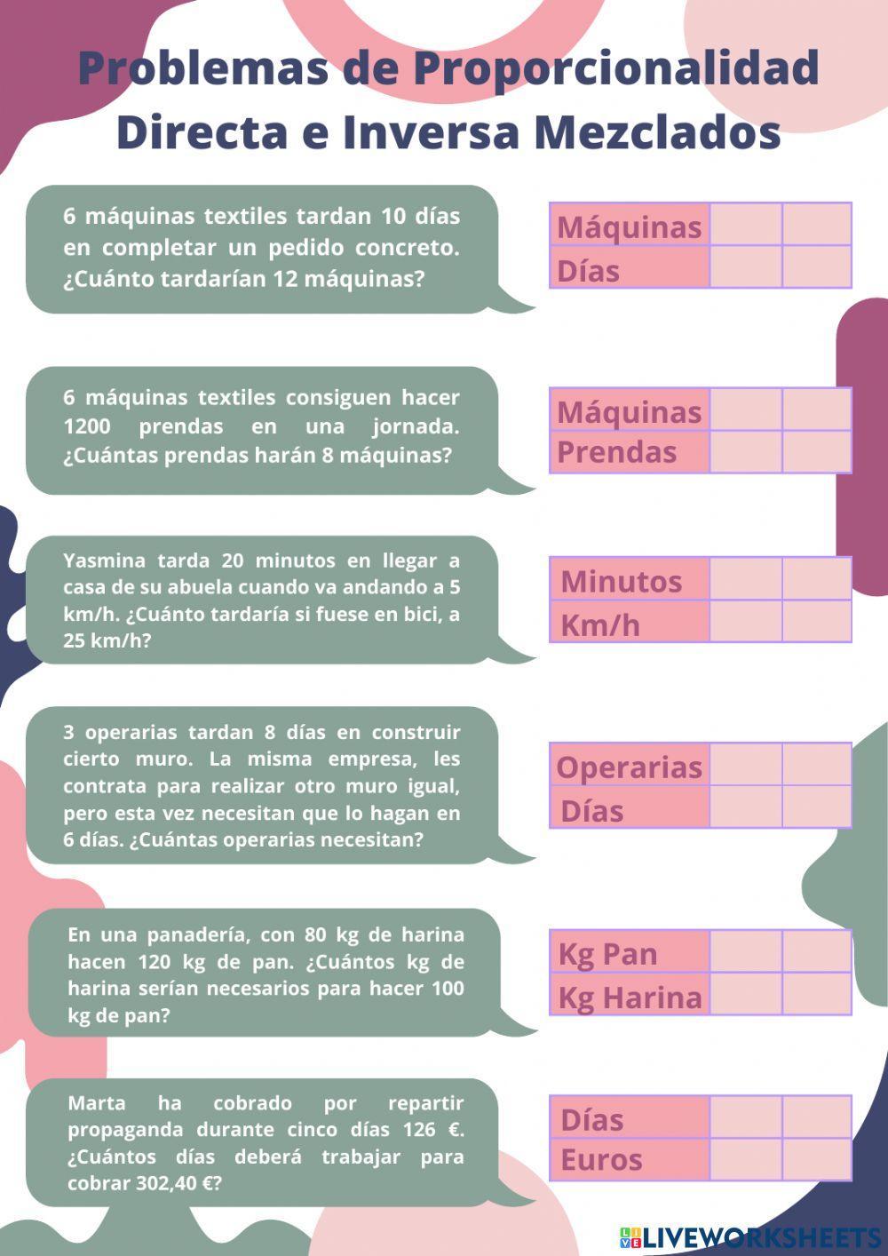 Proporcionalidad Directa e Inversa Mezclada