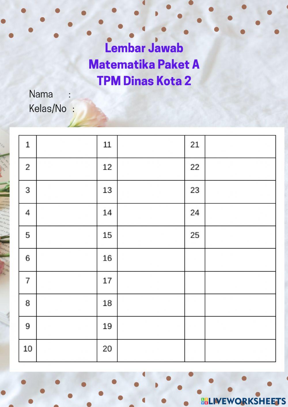 Lembar Jawa Paket A TPM 2 Kota