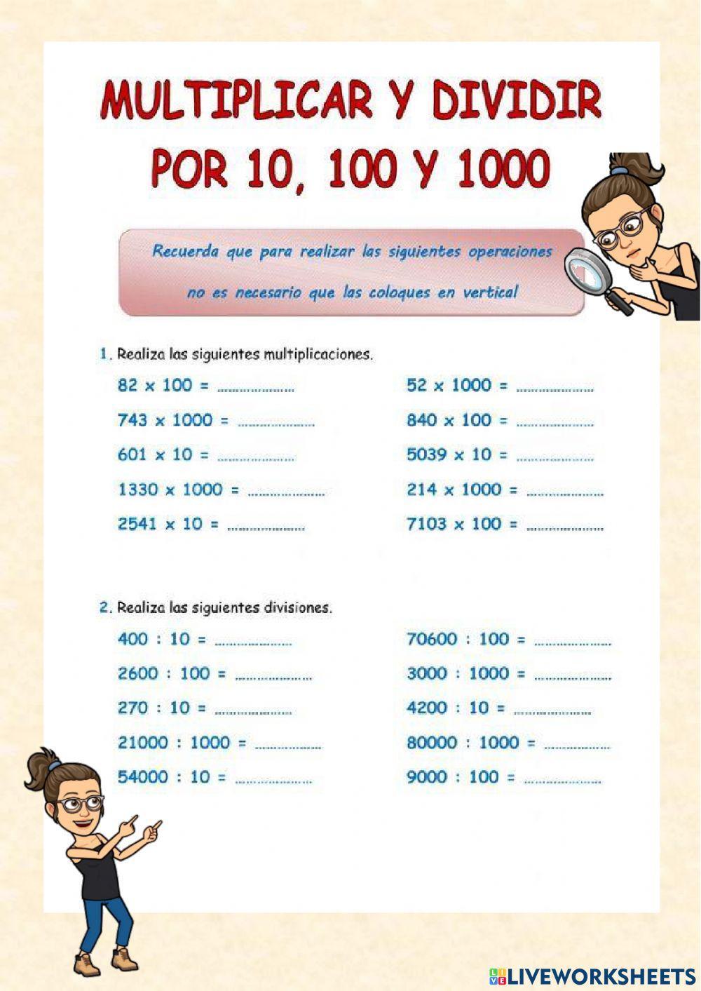 Multiplicar y dividir por la unidad seguida de ceros