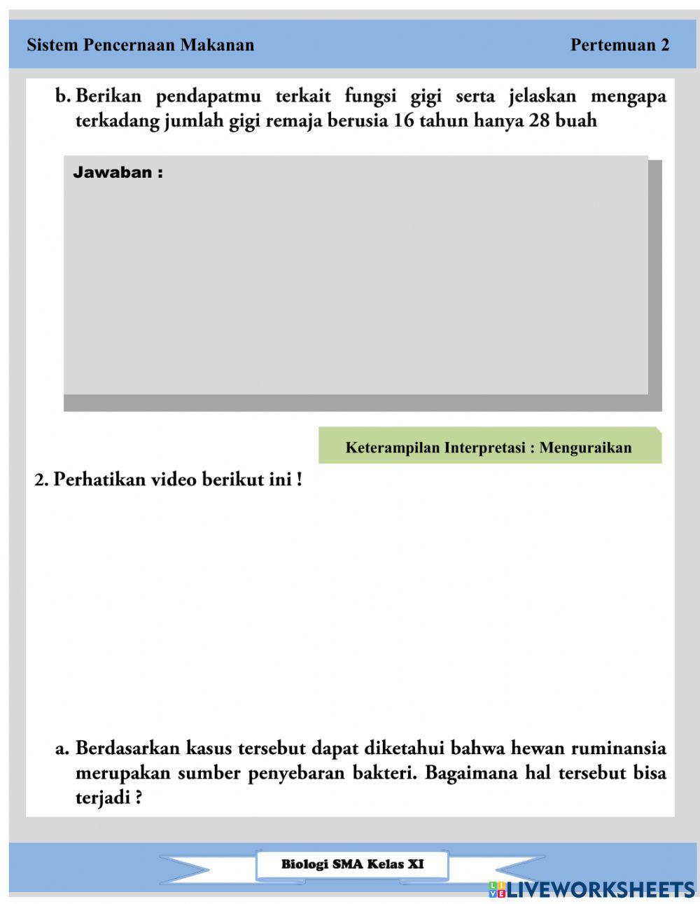 Pertemuan 2 (lkpd sistem pencernaan)