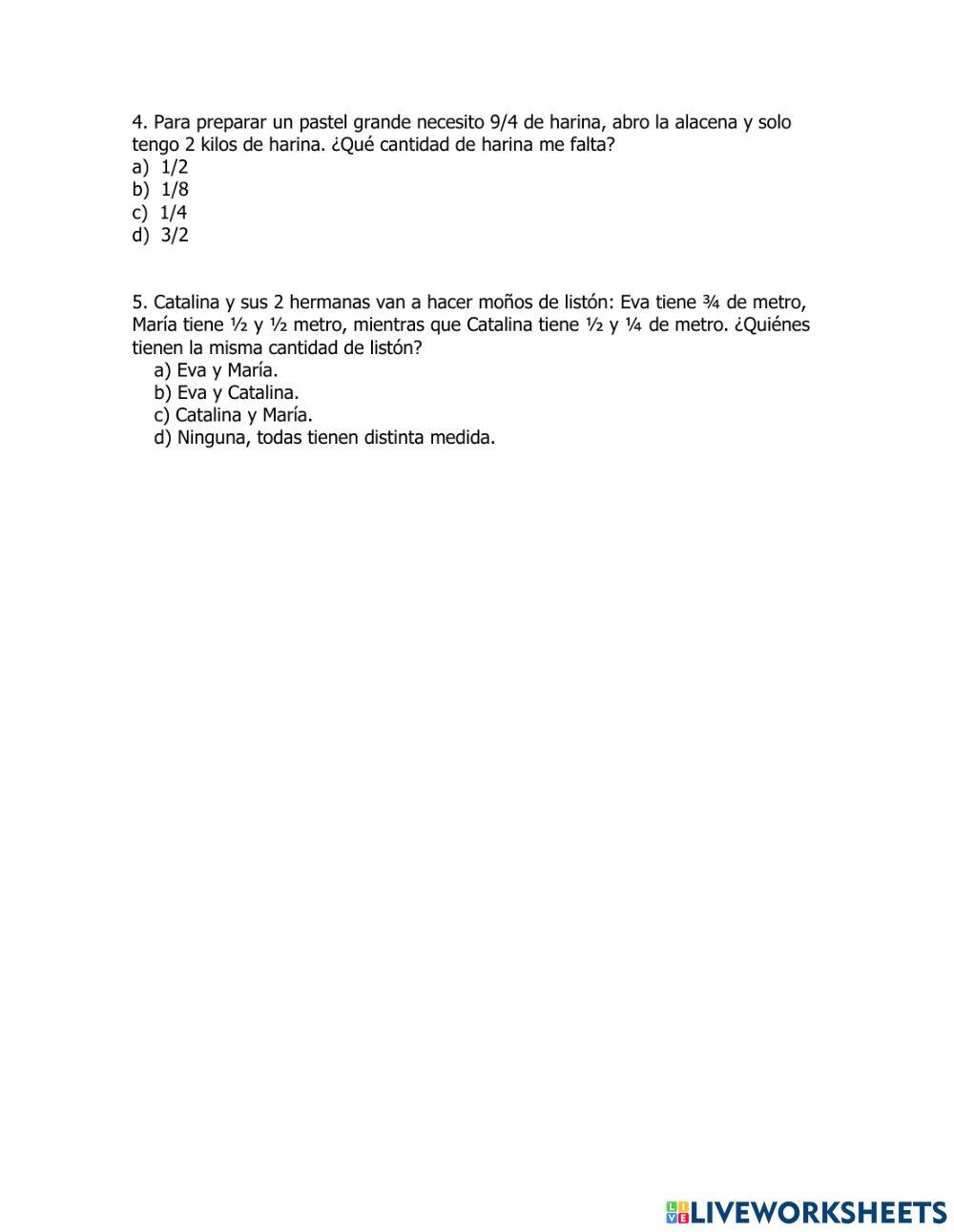 Suma y resta de fracciones.