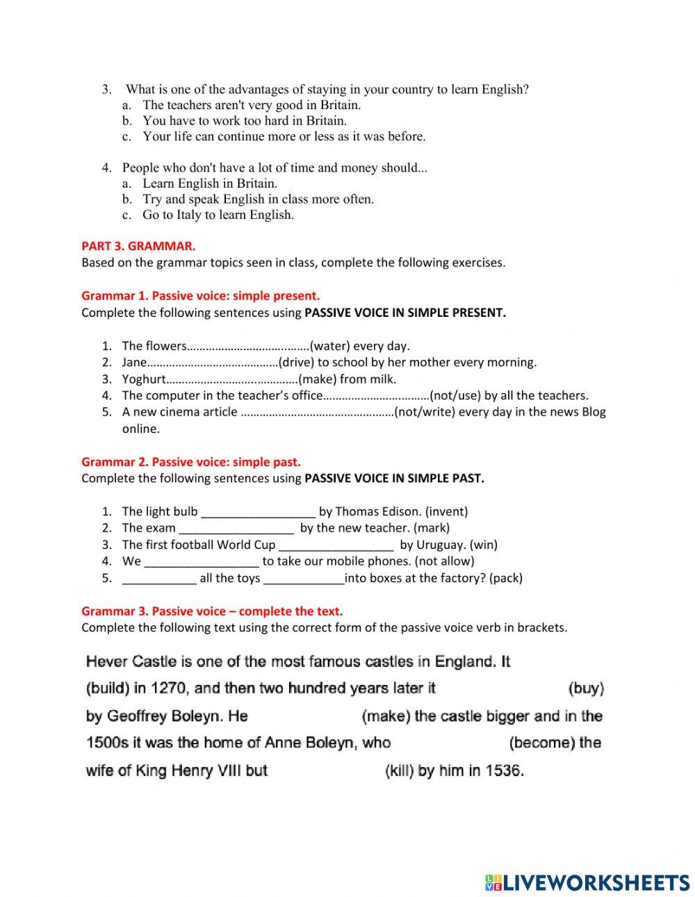 Third bimester Eight Grade exam