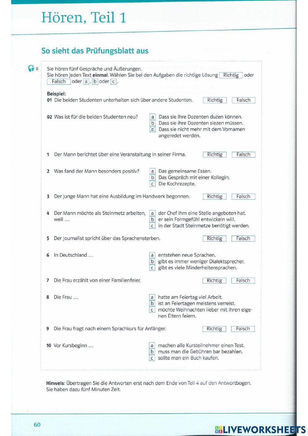 Goethe b2 h ren free interactive worksheets 6858184