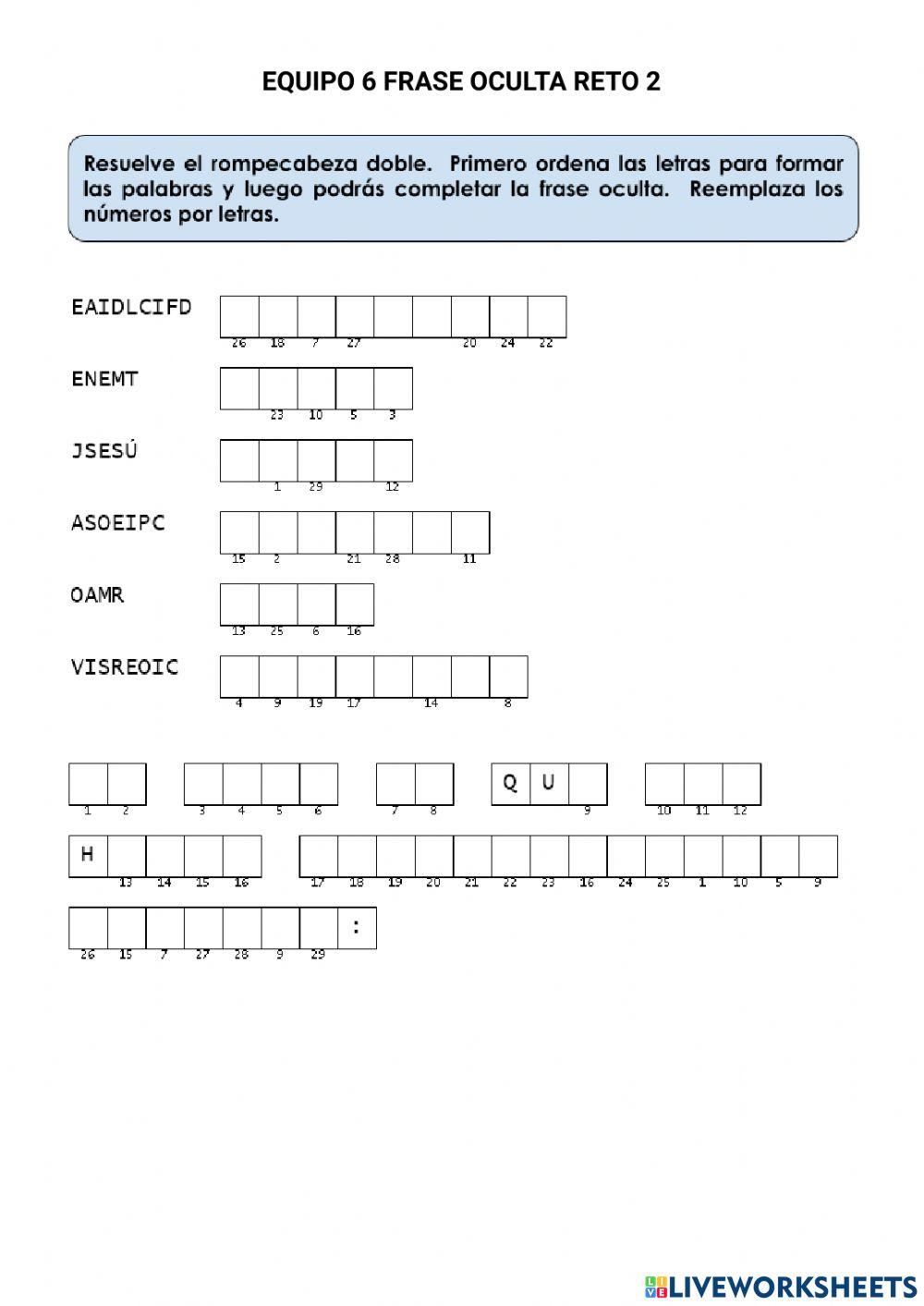 Frase oculta equipo 6