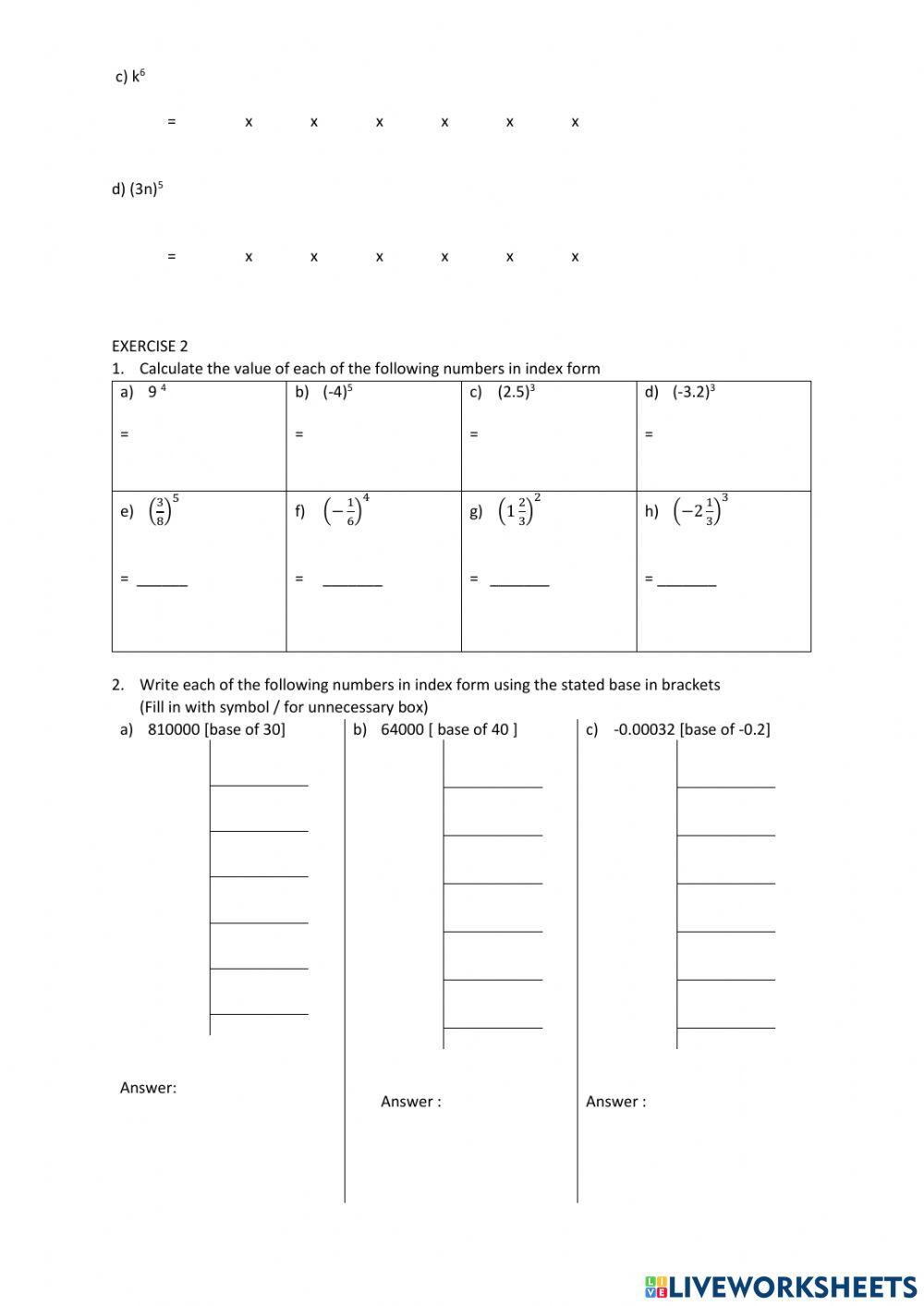 Law of index 1 Law of index 1
