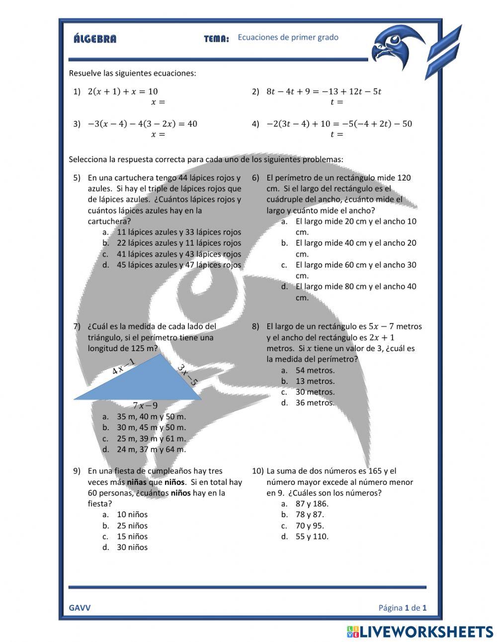 Ecuaciones de primer grado