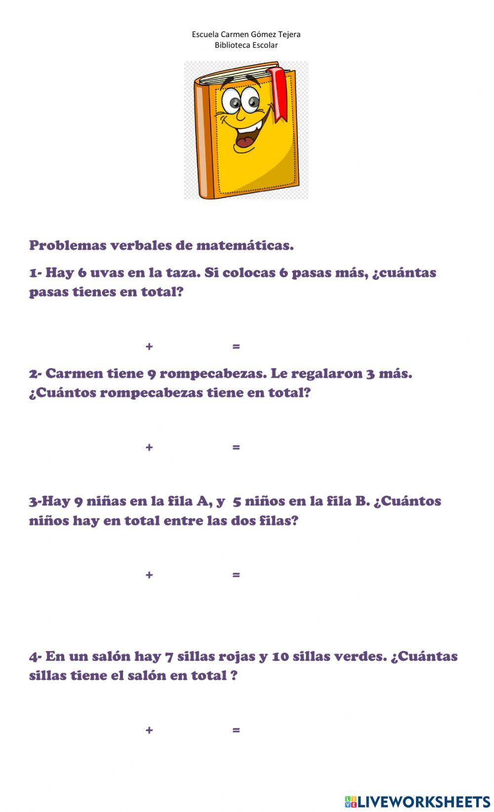 Problemas verbales suma