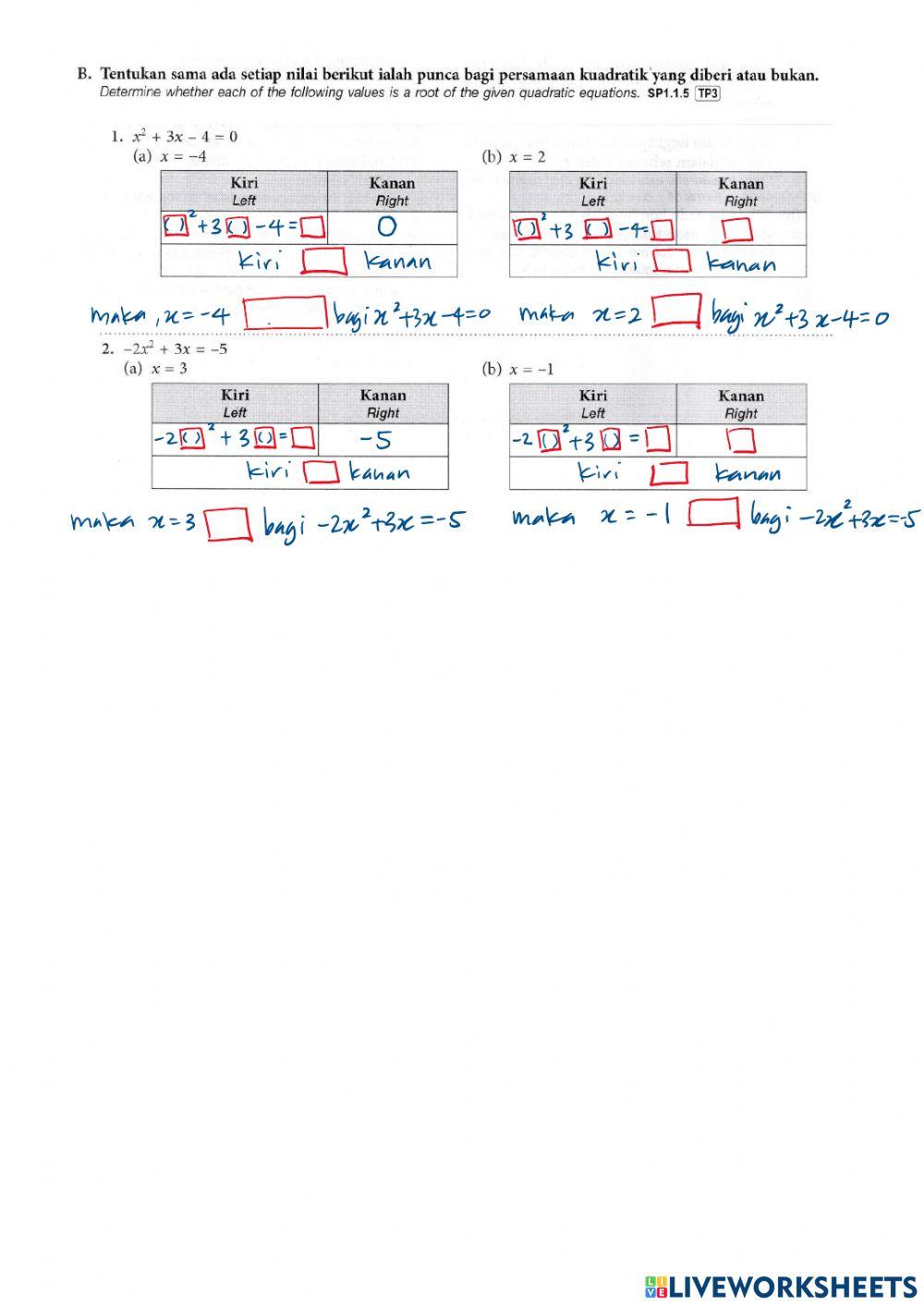 F4 Bab 1: Fungsi dan Persamaan Kuadratik (1.1.4-1.1.5)