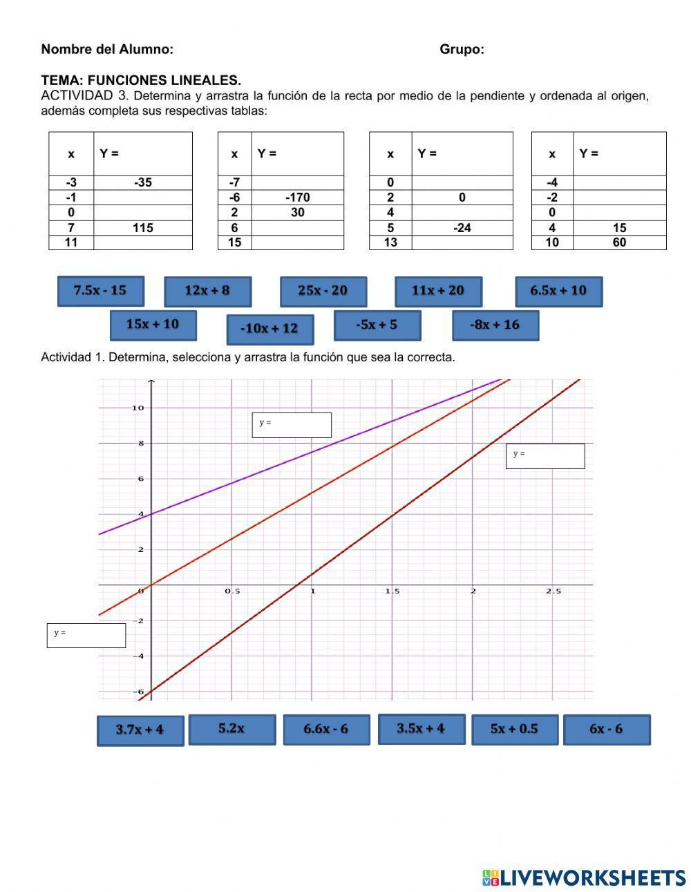 Funciones Lineales y Cuadráticas
