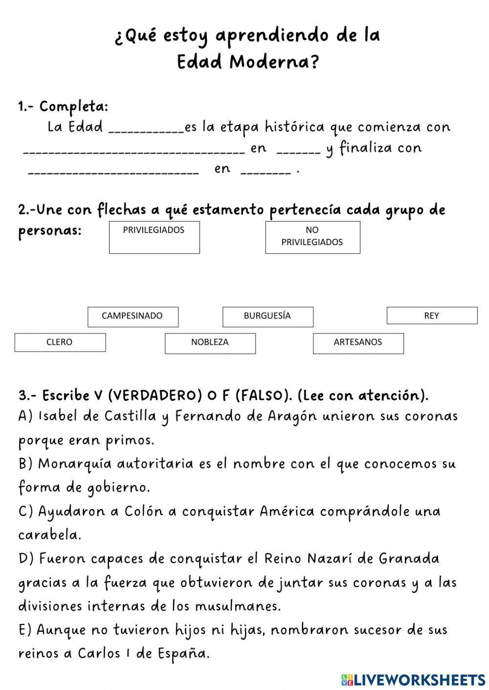 ¿Qué estoy aprendiendo de la Edad Moderna?