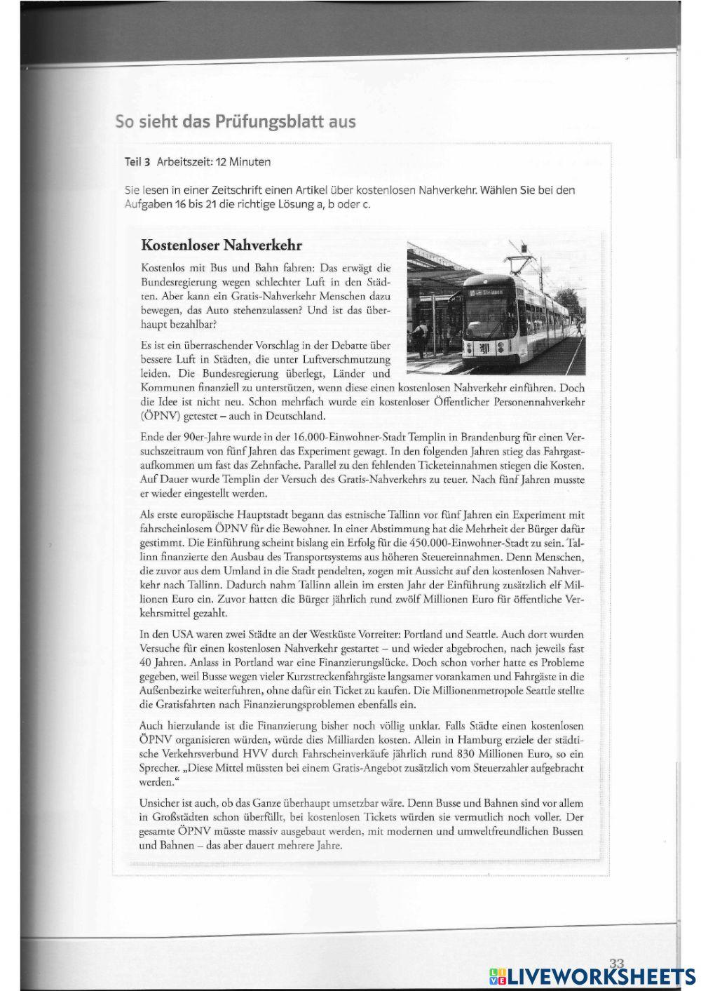 Goethe B2 Practice Material