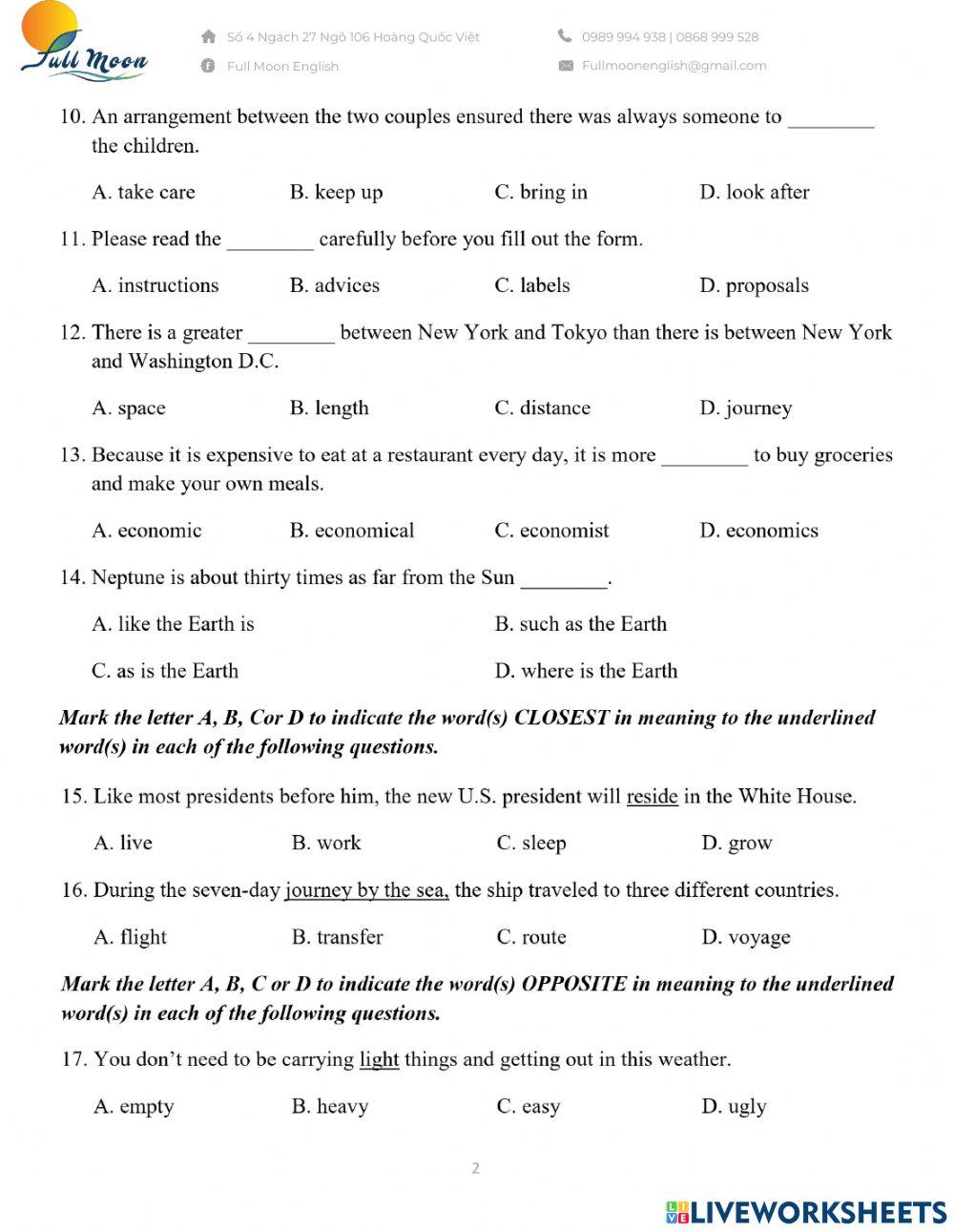 Đề thi vào 10. Practice Test 13