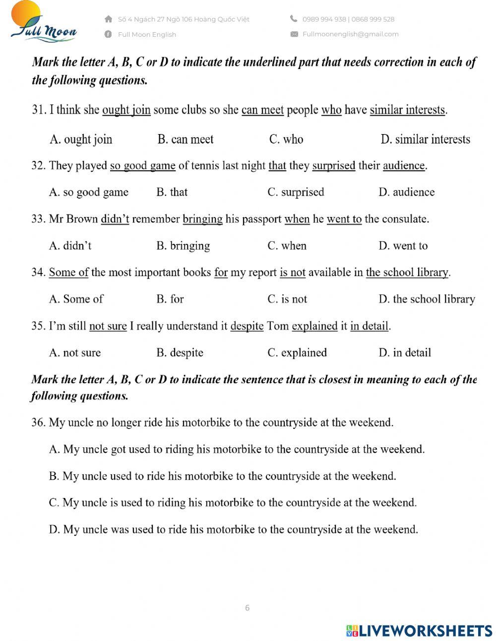 Đề thi vào 10. Practice Test 13