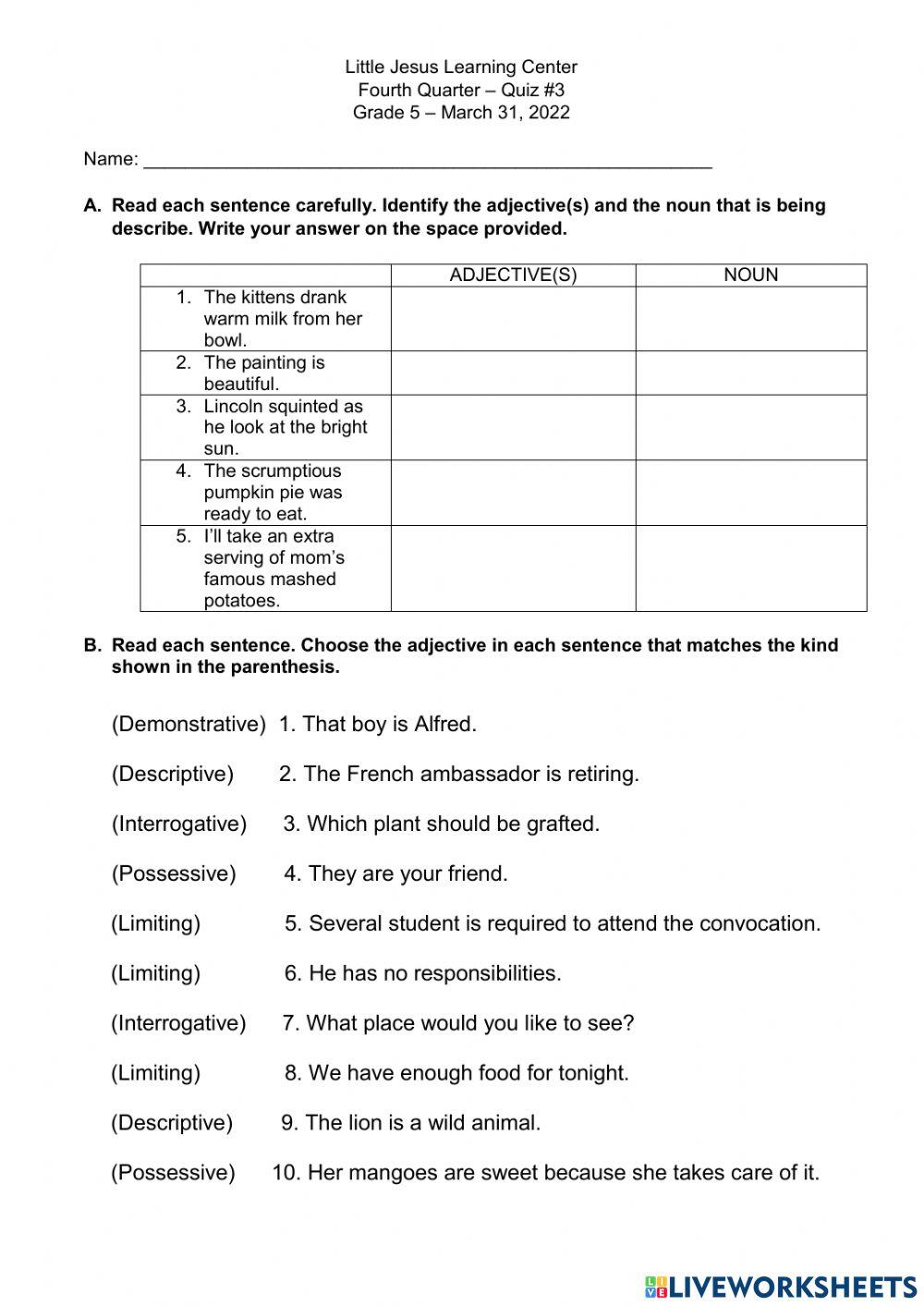 Kinds of Adjective G5