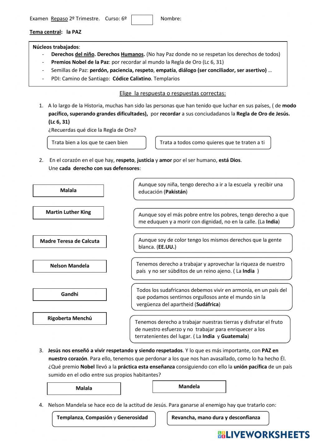 Premio Nobel de la Paz. camino de santiago