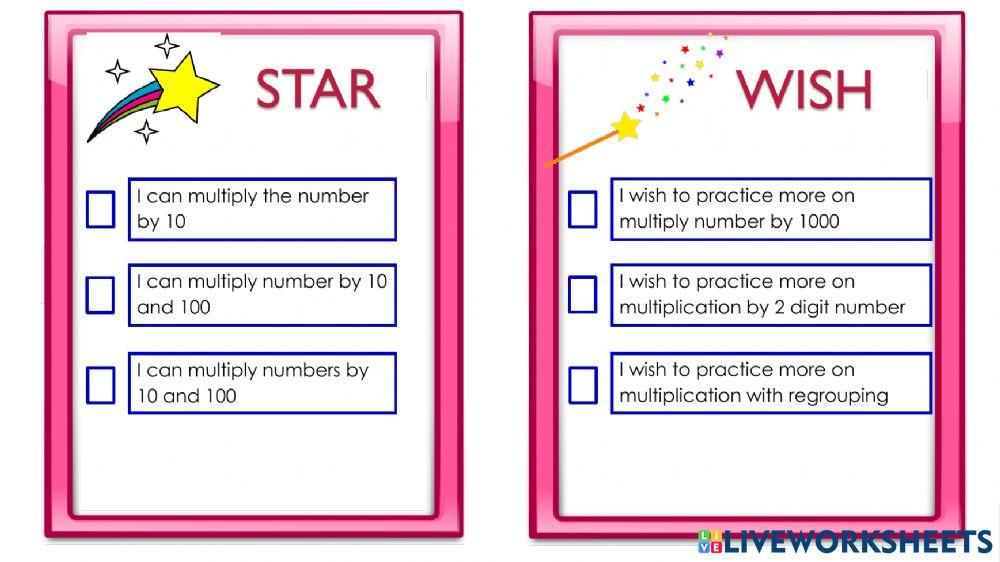 Star and wish multiply by 10 and 100
