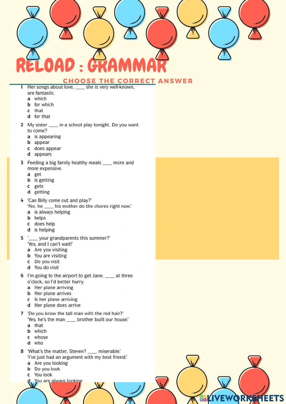 Reload grammar: unit 1