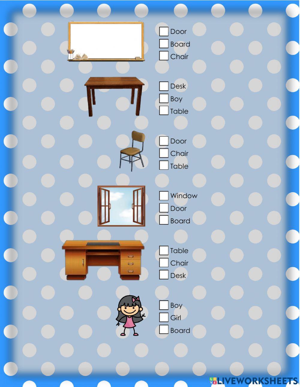 Classroom objects and school supplies - 1.5.1°