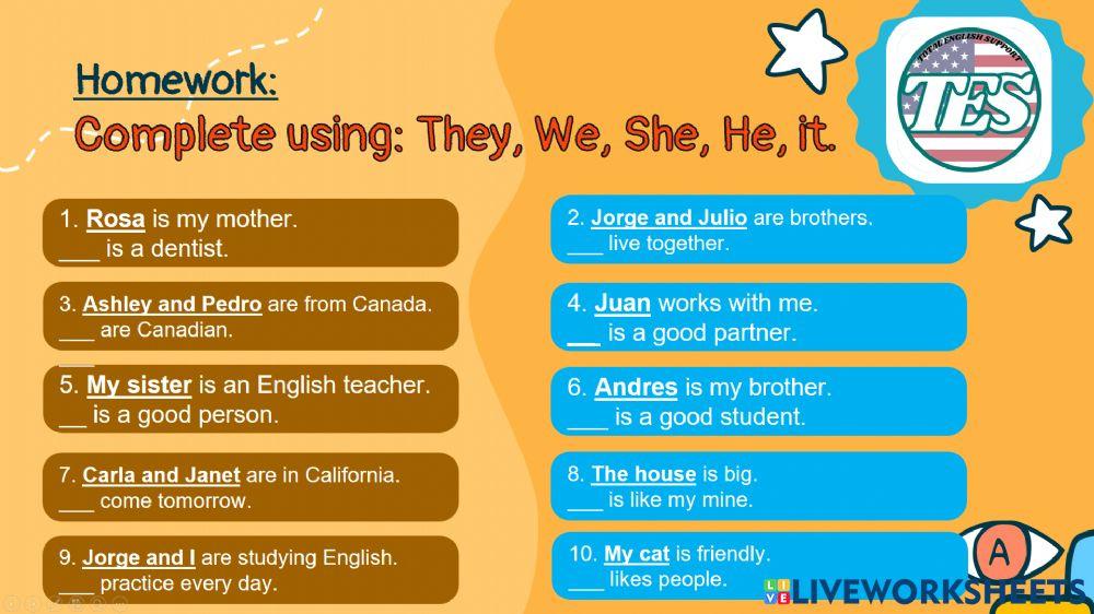 Personal pronouns exercise