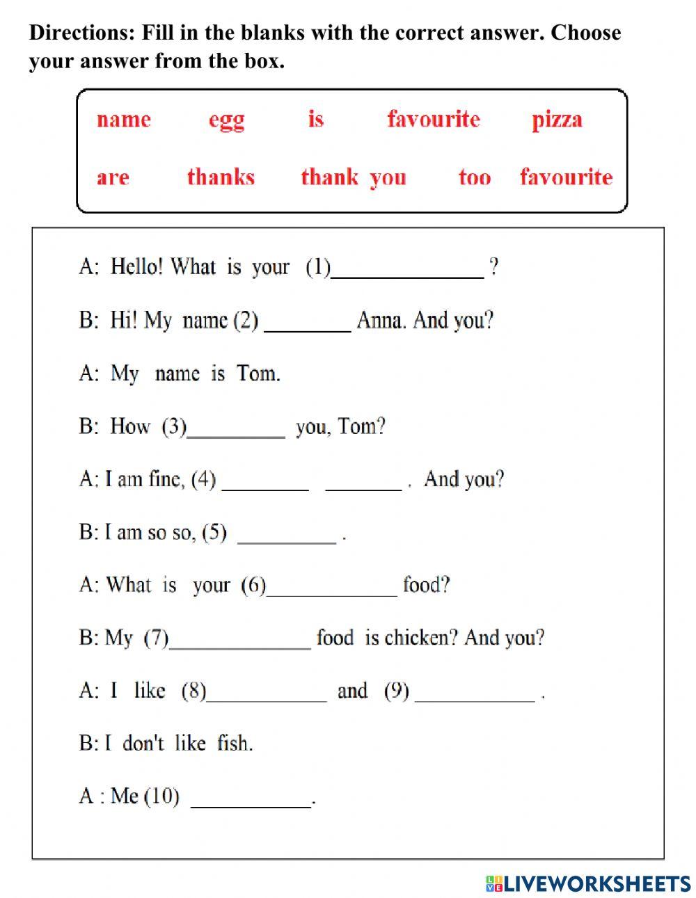 Fill in the blanks online exercise for Grade 2 | Live Worksheets Fill in the blanks online exercise for Grade 2 | Live Worksheets