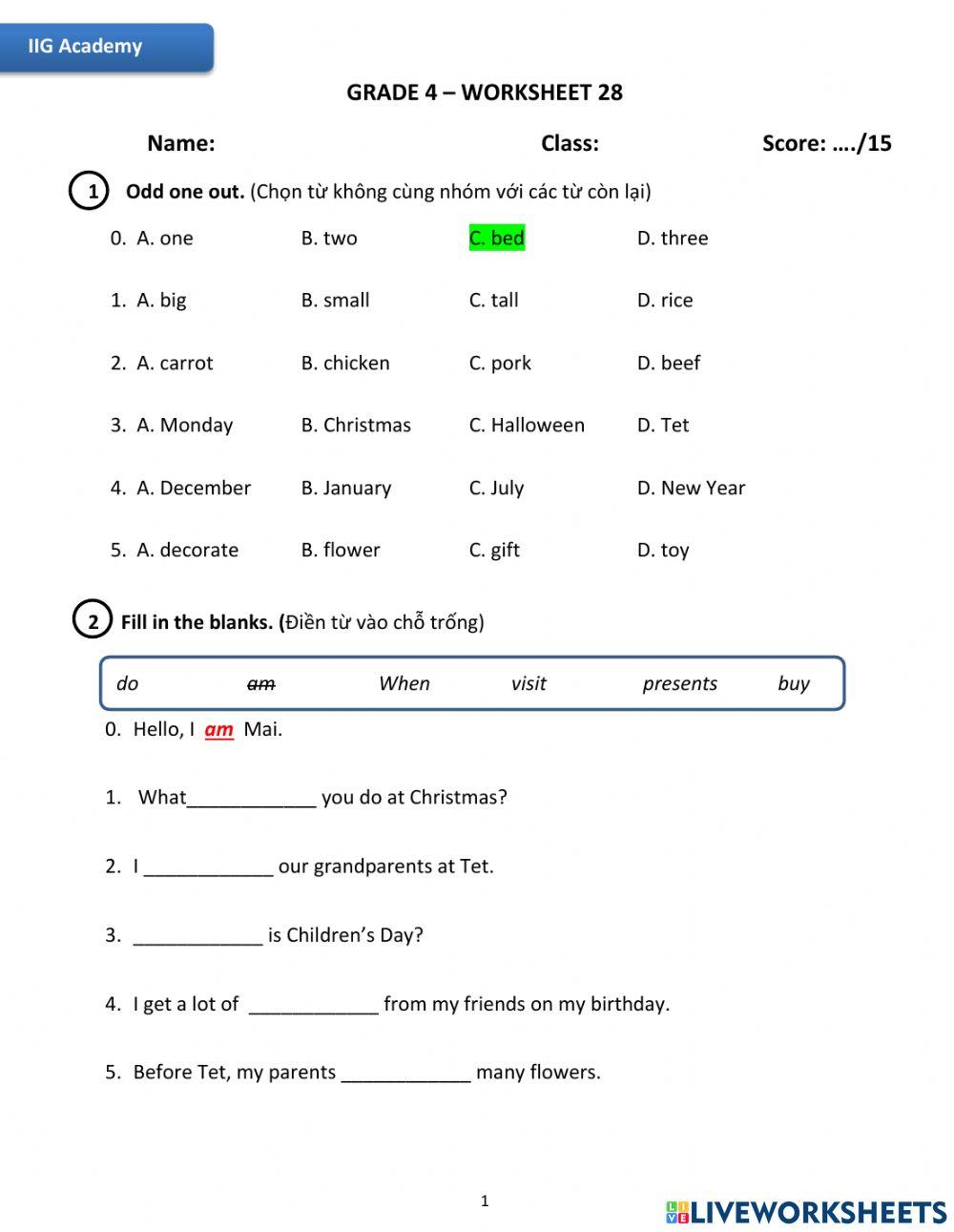 IIG-Grade 4-Worksheet 28