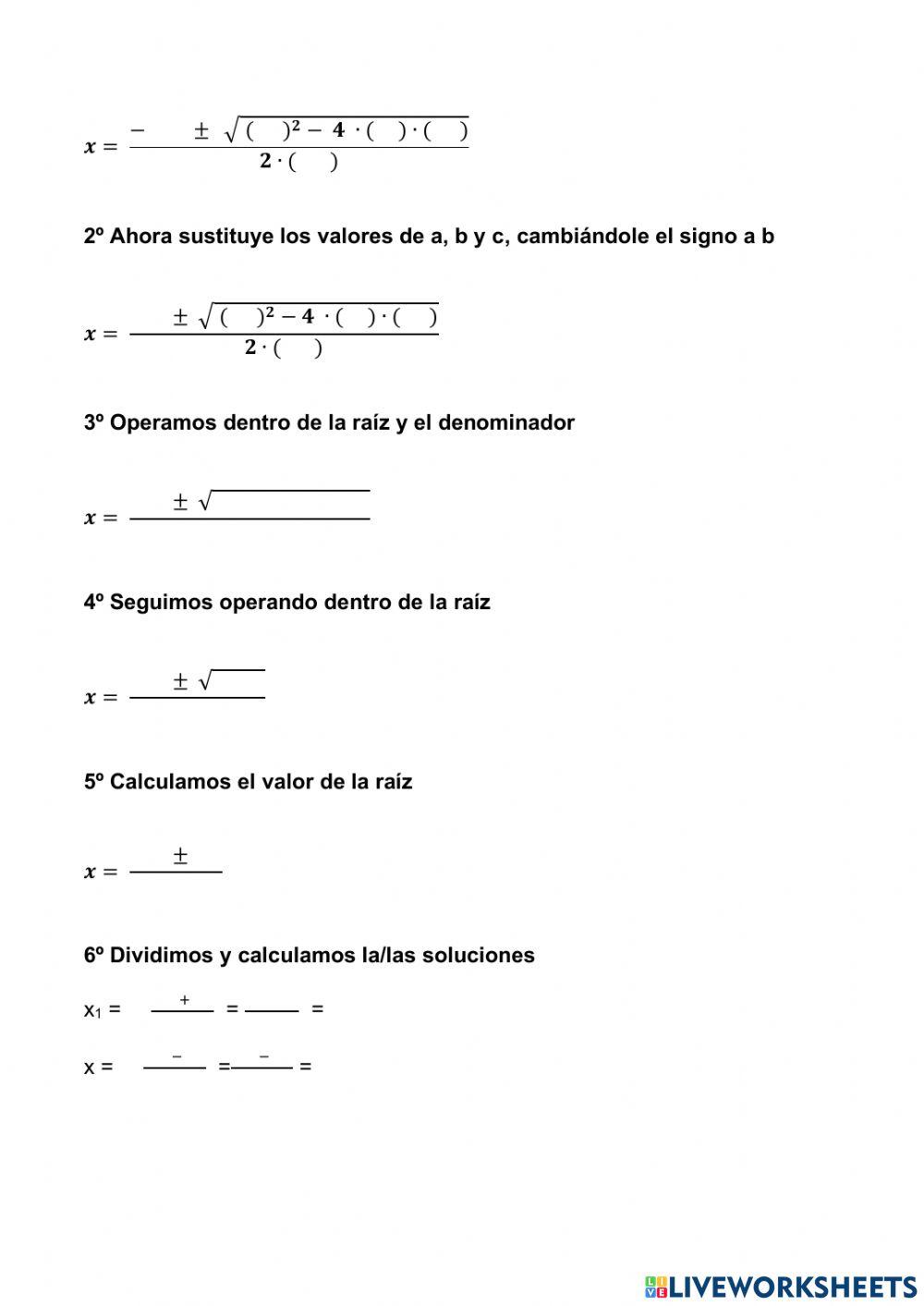 Ecuaciones de segundo grado paso a paso 2