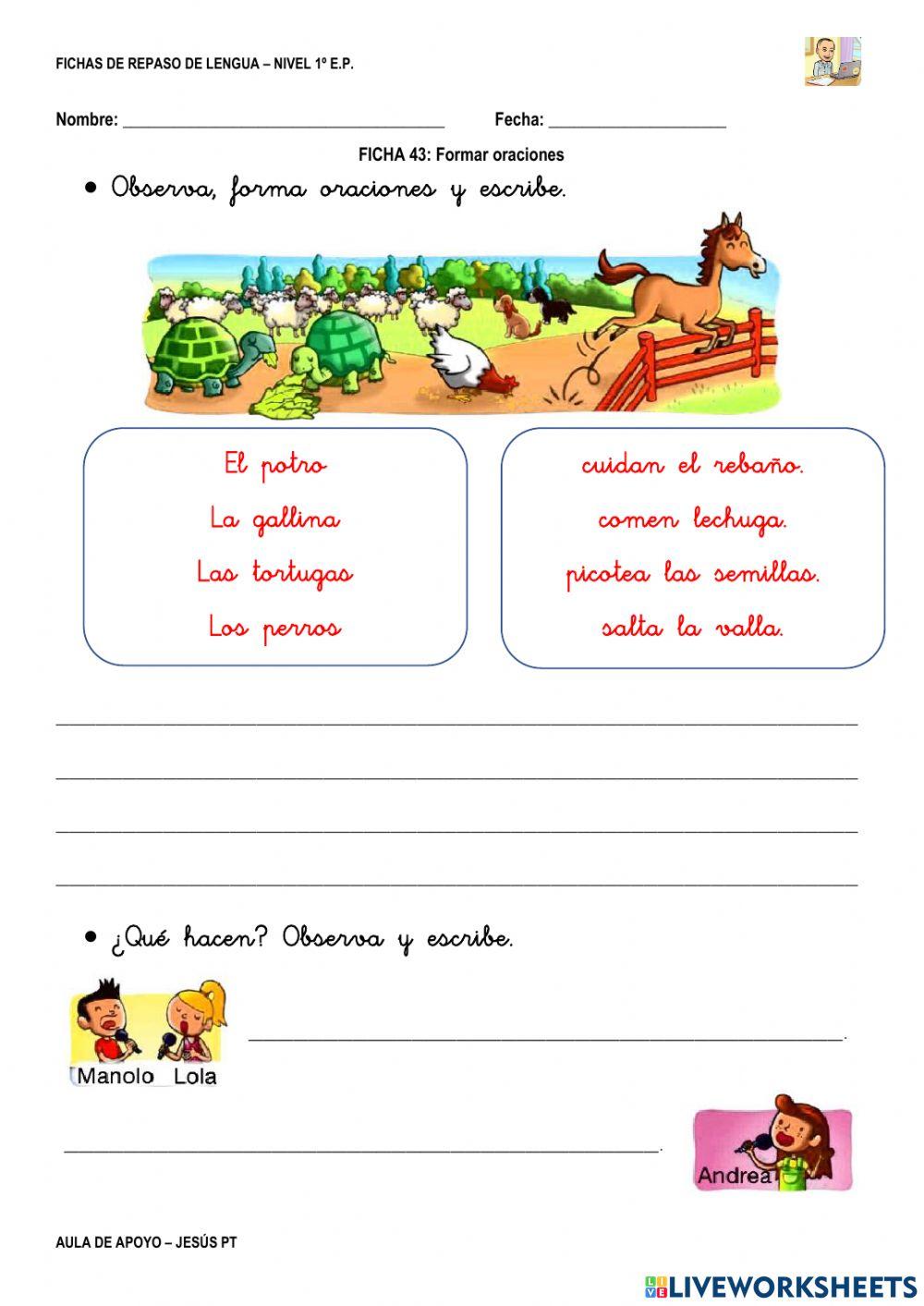 Ficha Lengua 43-1EP-Formar oraciones
