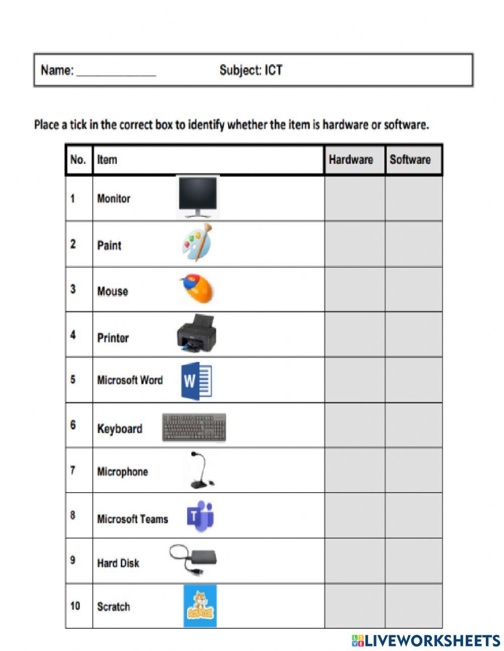 ICT - Week 12 | Safirah Hirdy Ali | Live Worksheets