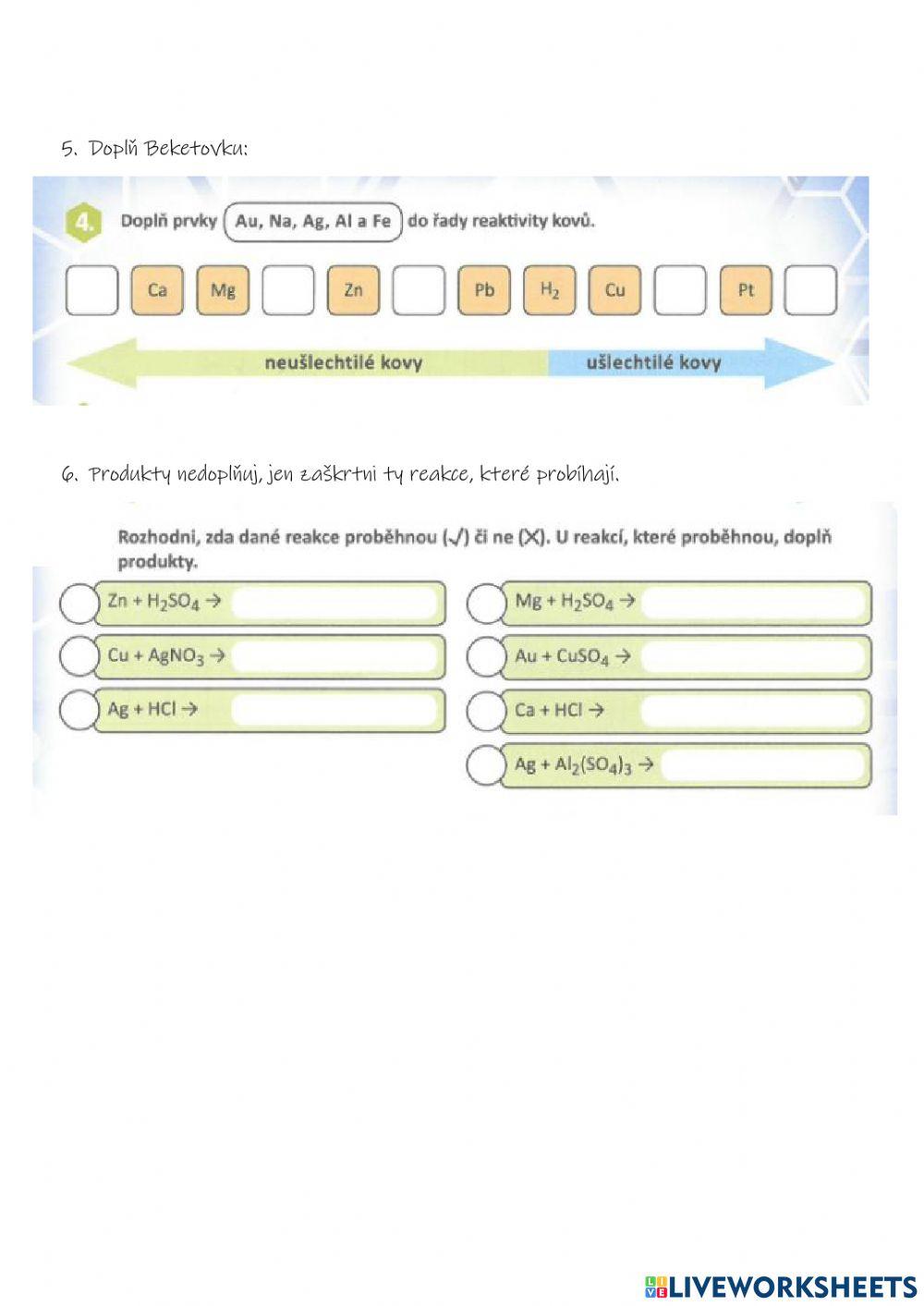 Oxidačně redukční děje, Beketova řada