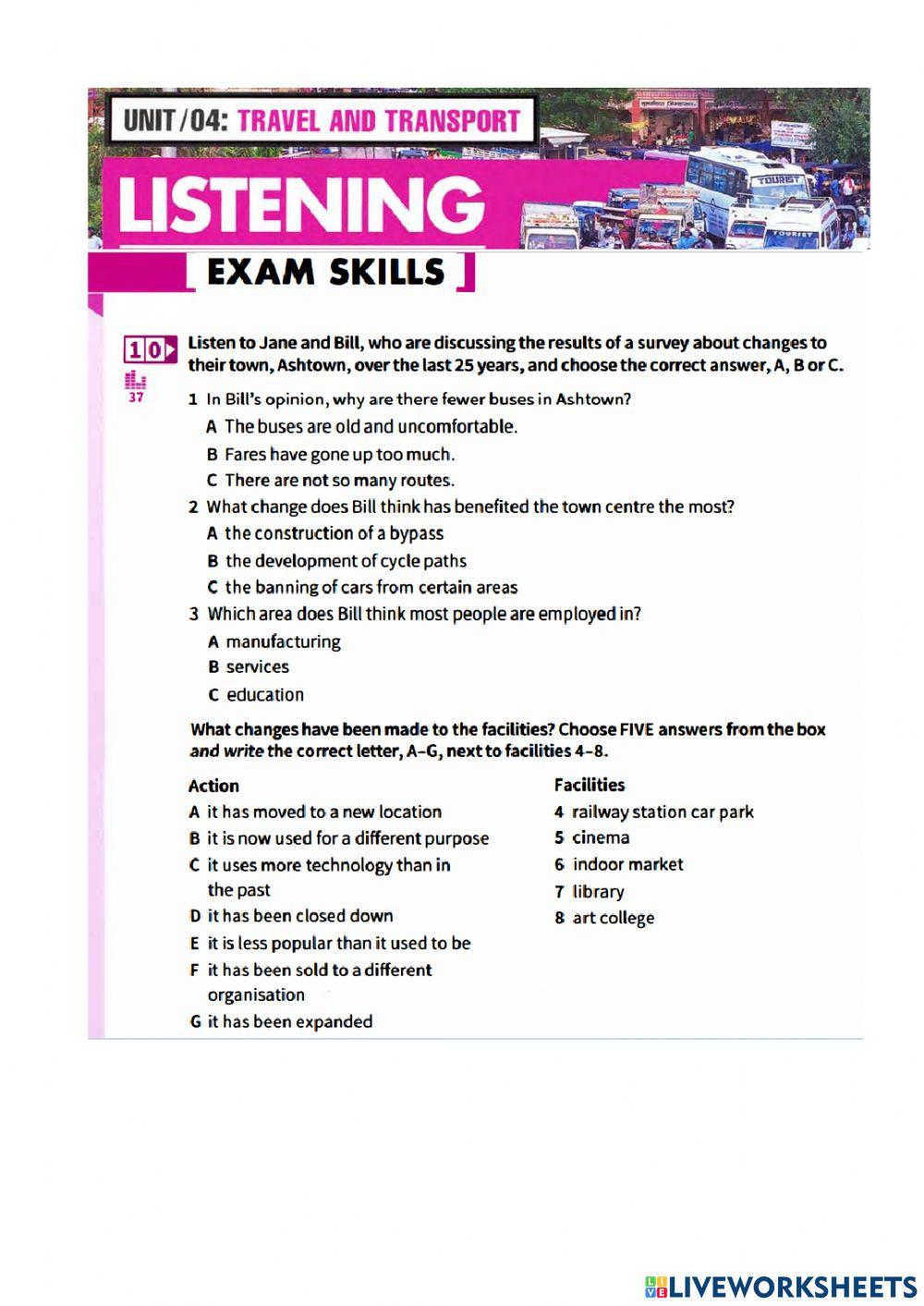 Mindset 2. U4. Listening Exam skills