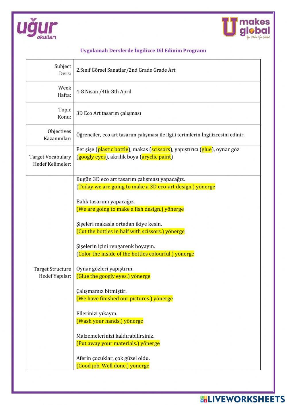 Görsel Sanatlar-2.Sınıf-4-8 Nisan