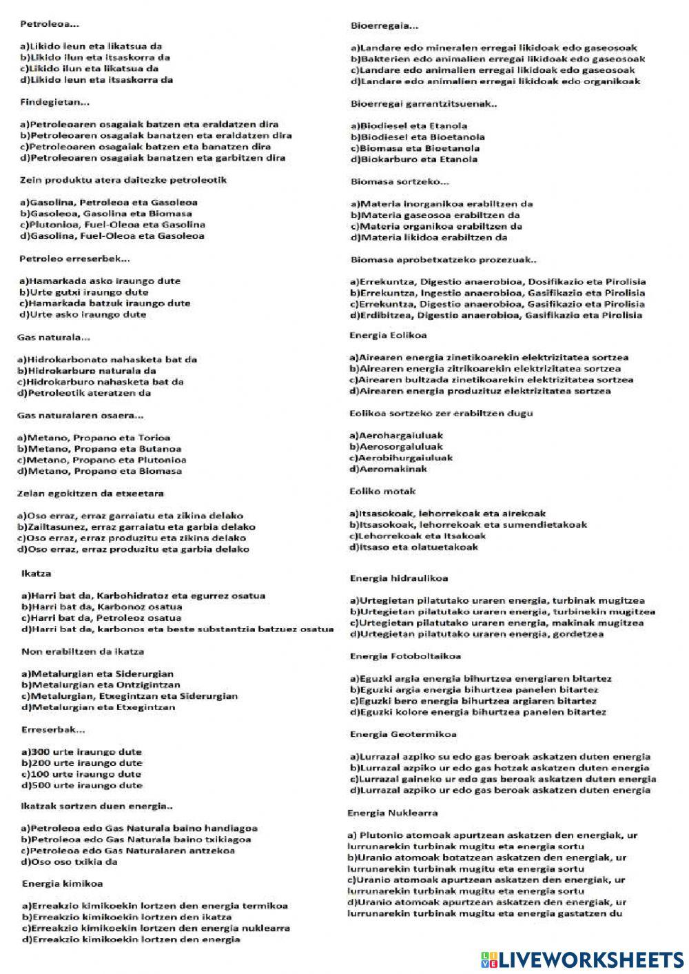 Energia Motak Berrikusketa