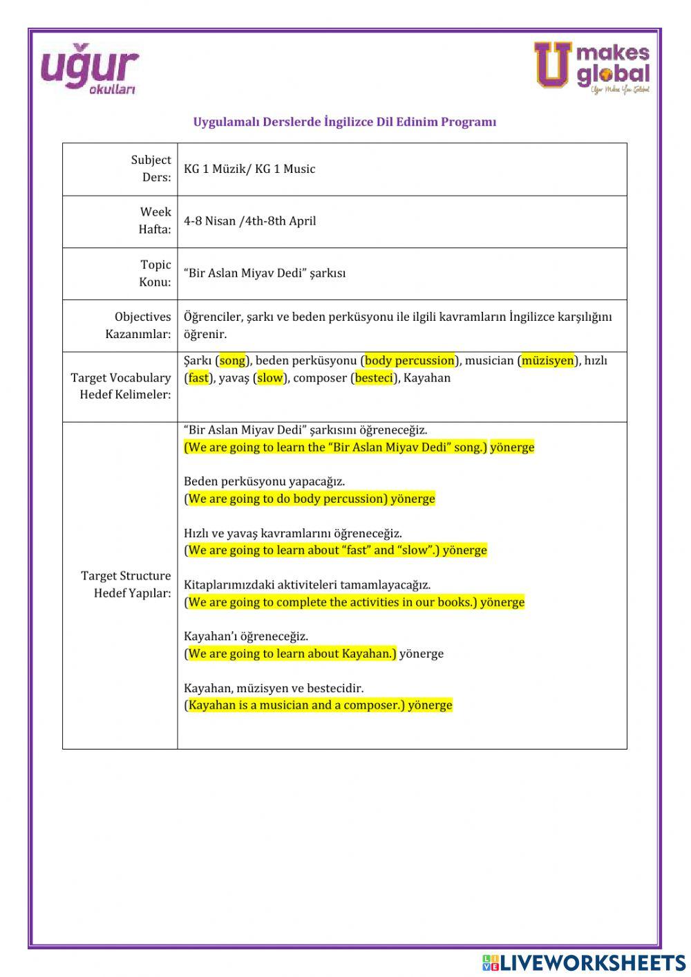 Müzik-KG 1-4-8 Nisan