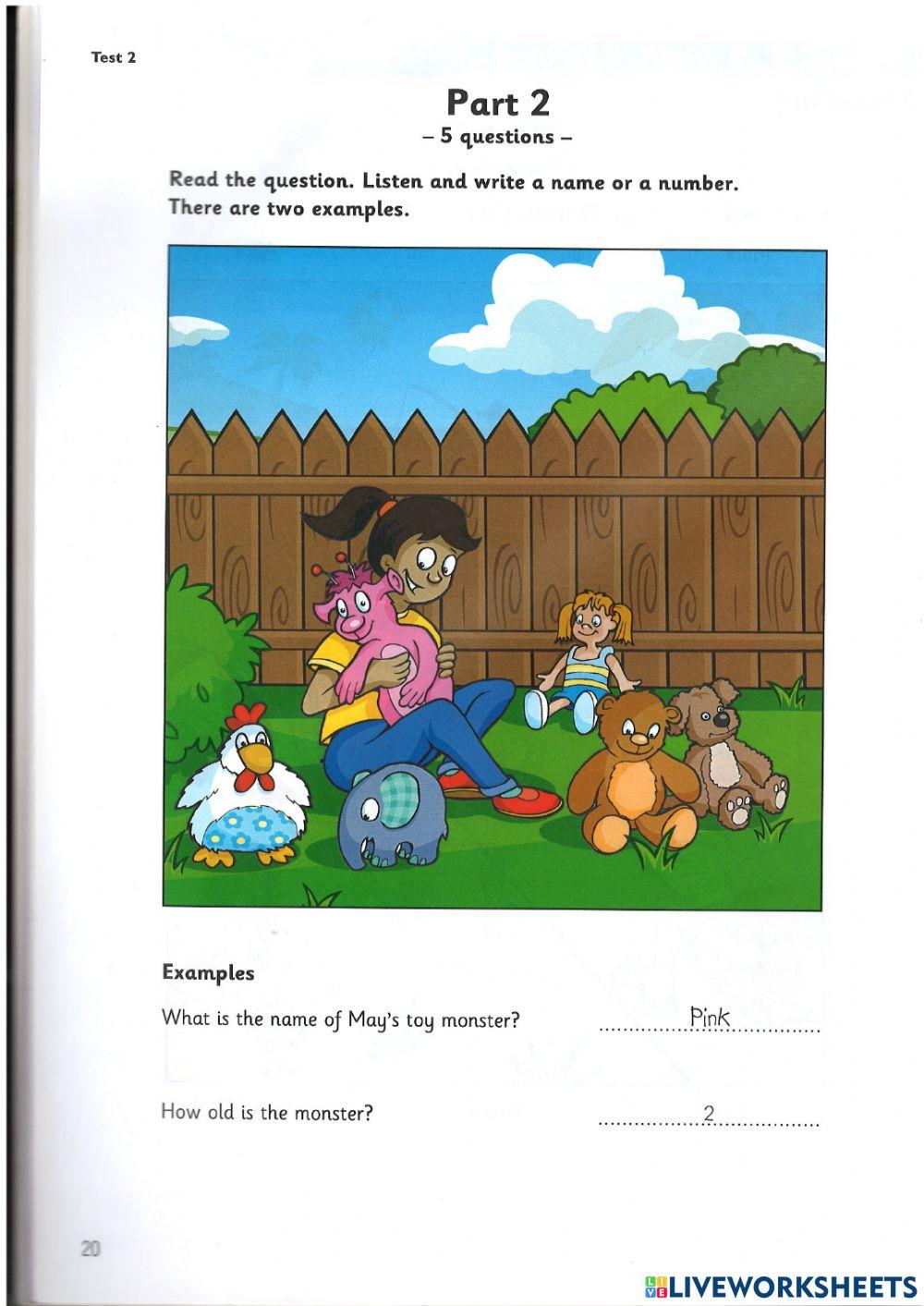 Cambridge Starters Test 2 Listening 1.04.2022